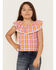 Image #1 - Shyanne Girls' Grid Plaid Print Ruffle Top, Grape, hi-res