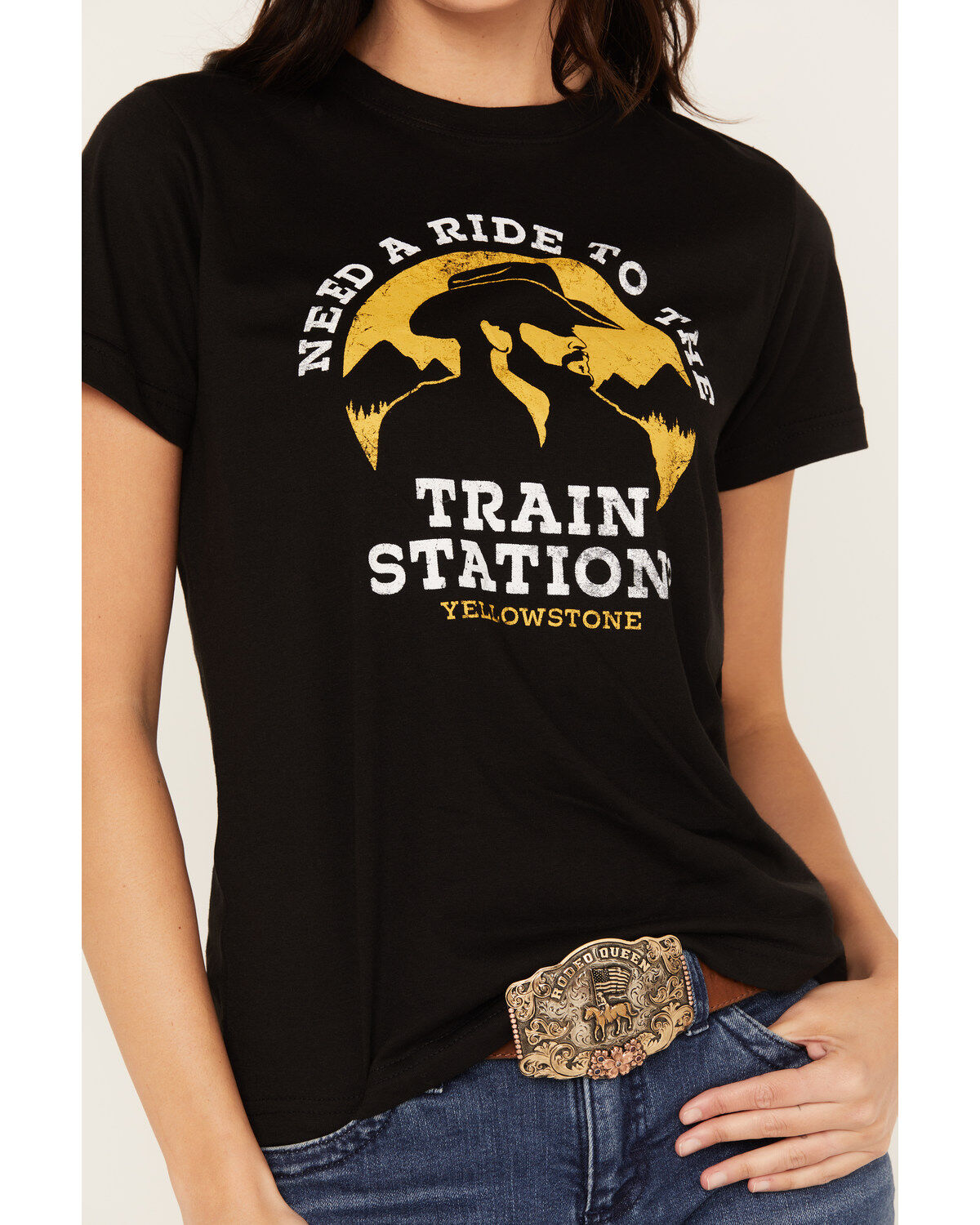 Image #3 - Paramount Network's Yellowstone Women's Train Station Short Sleeve Graphic Tee, Black, hi-res