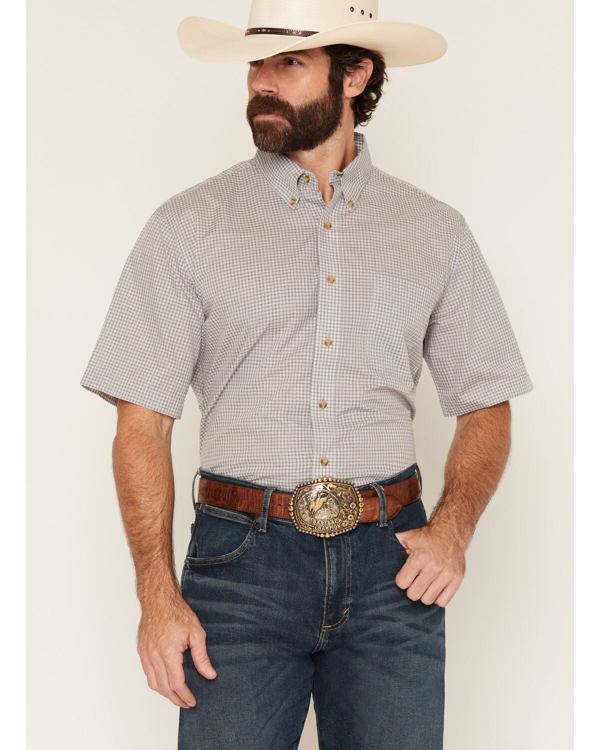 Wrangler Riata Men's Assorted Plaid Print Short Sleeve Button-Down Western Shirt - Big, Multi, hi-res