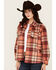 Image #2 - Shyanne Women's Plaid Print Quilted Button-Down Shacket, Dark Pink, hi-res