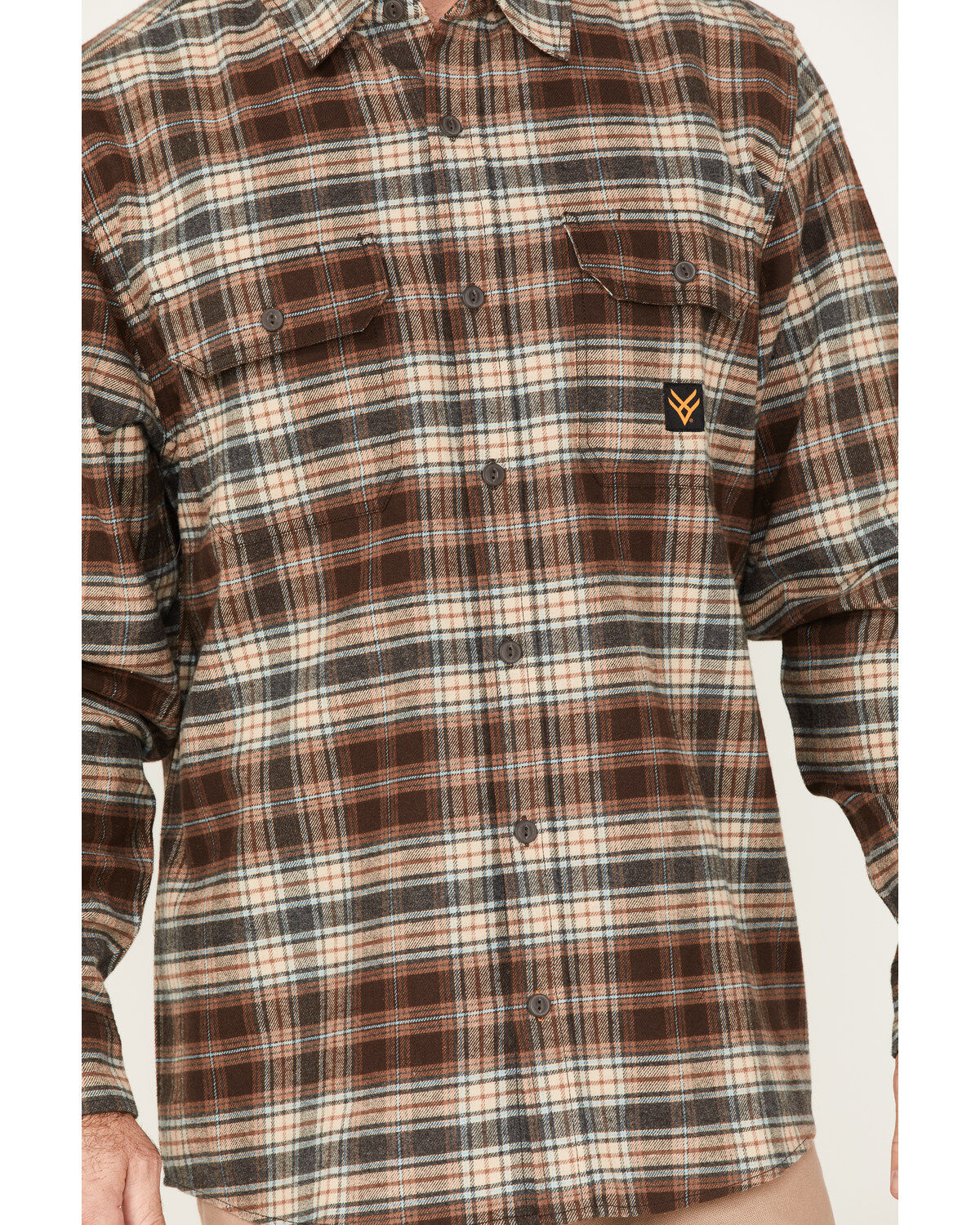 Image #3 - Hawx Men's Plaid Button-Down Flannel Work Shirt, Brown, hi-res