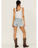 Image #3 - Rock & Roll Denim Women's Vintage Medallion Print Fray Hem Shorts, Light Blue, hi-res