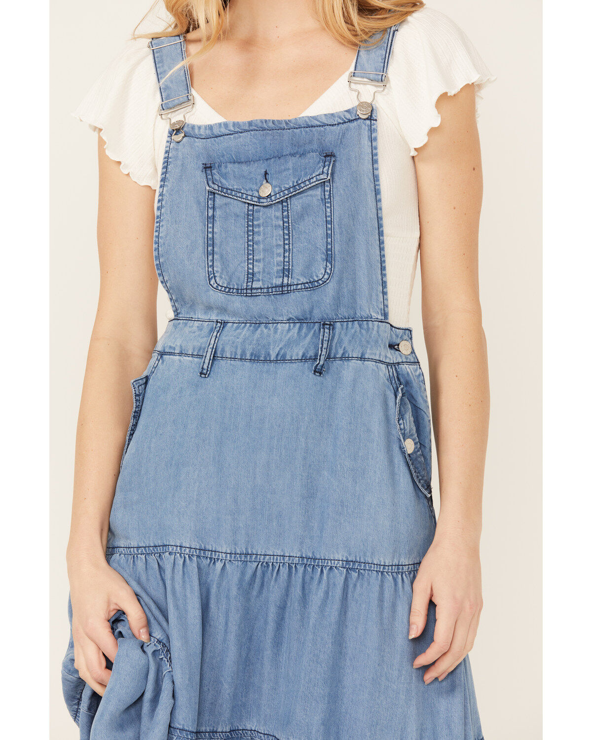 Image #3 - Vibrant Denim Women's Medium Wash Overall Denim Dress, , hi-res