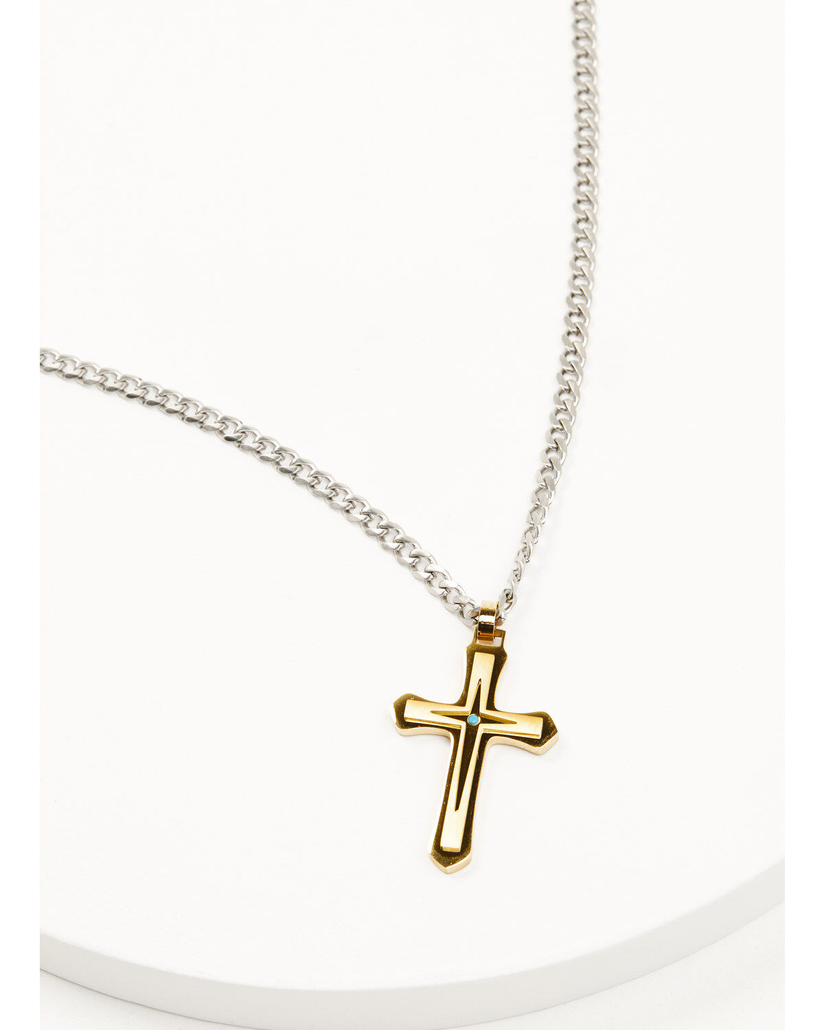 Image #4 - Cody James Men's Gold Cross Turquoise Inlay Necklace, Yellow, hi-res