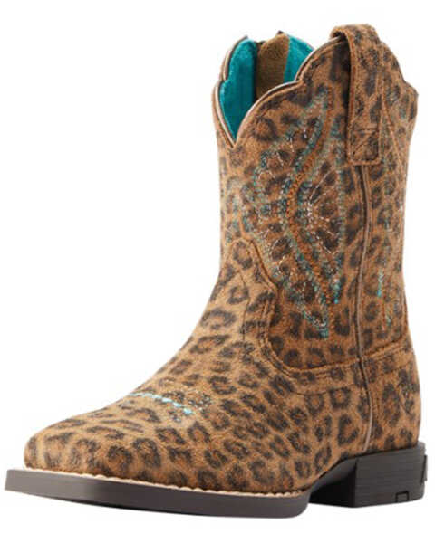 Ariat Girls' Primetime Western Boots - Broad Square Toe, Leopard, hi-res