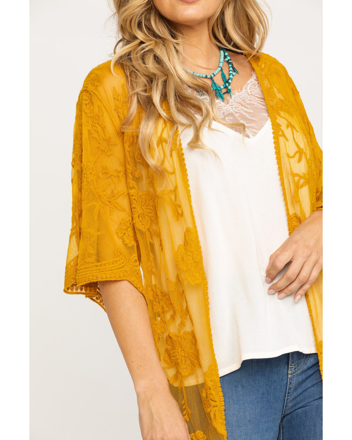 Image #4 - Jody of California Women's Lace Fringe Hem Kimono, , hi-res