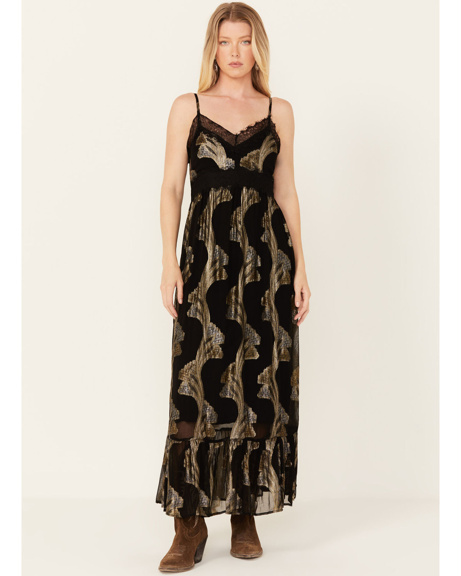 Metallic clearance print dress