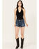 Rock & Roll Denim Women's Medium Wash Mid Rise Extra Stretch Seam Shorts, Medium Wash, hi-res