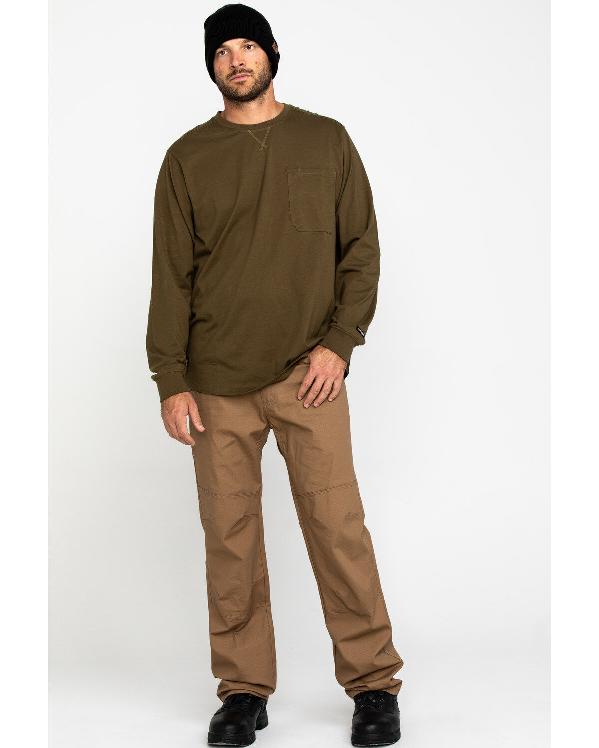Image #6 - Hawx Men's Olive Long Sleeve Work Pocket T-Shirt - Tall, , hi-res