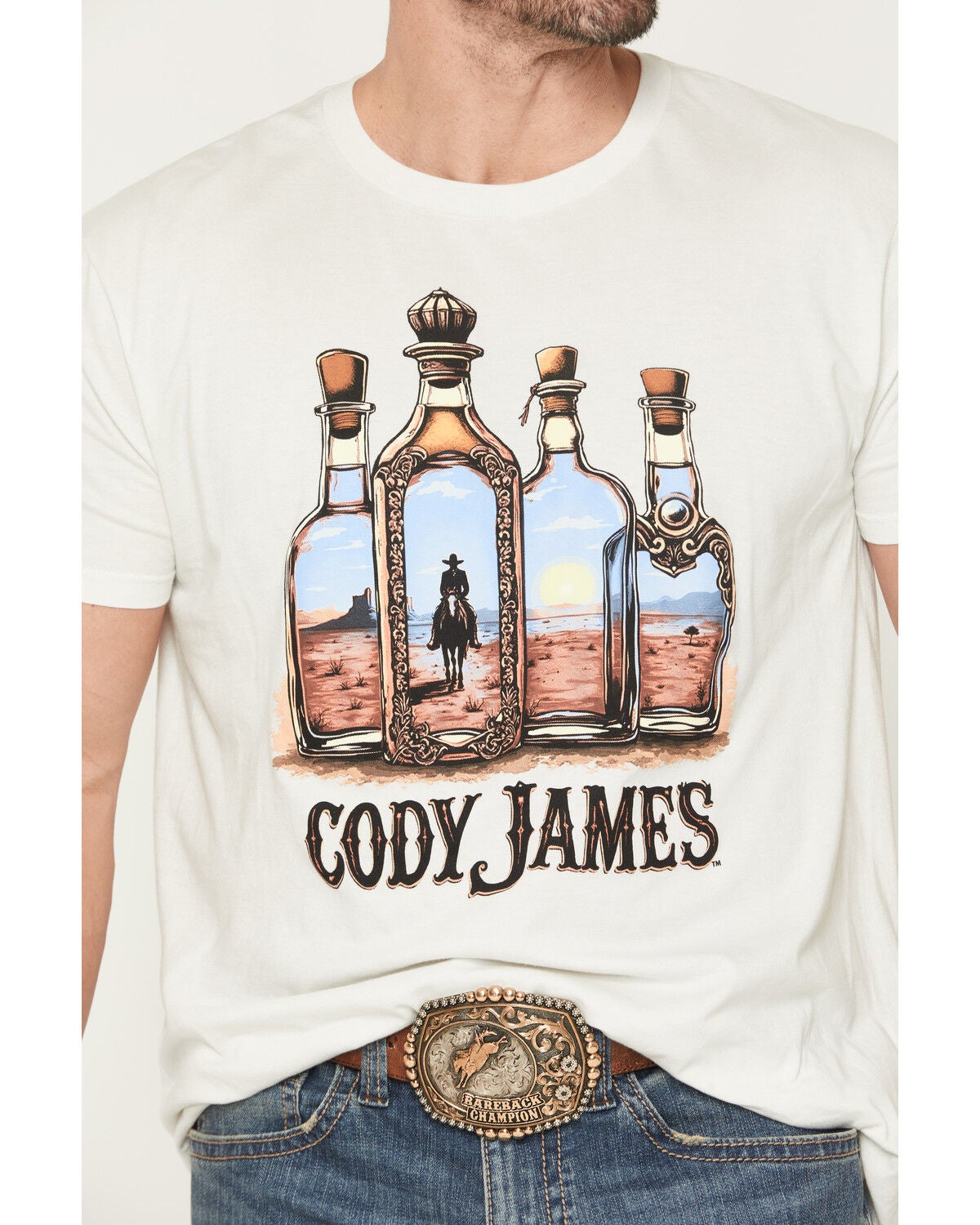 Image #3 - Cody James Men's Tequila Bottles Short Sleeve Graphic T-Shirt, Natural, hi-res