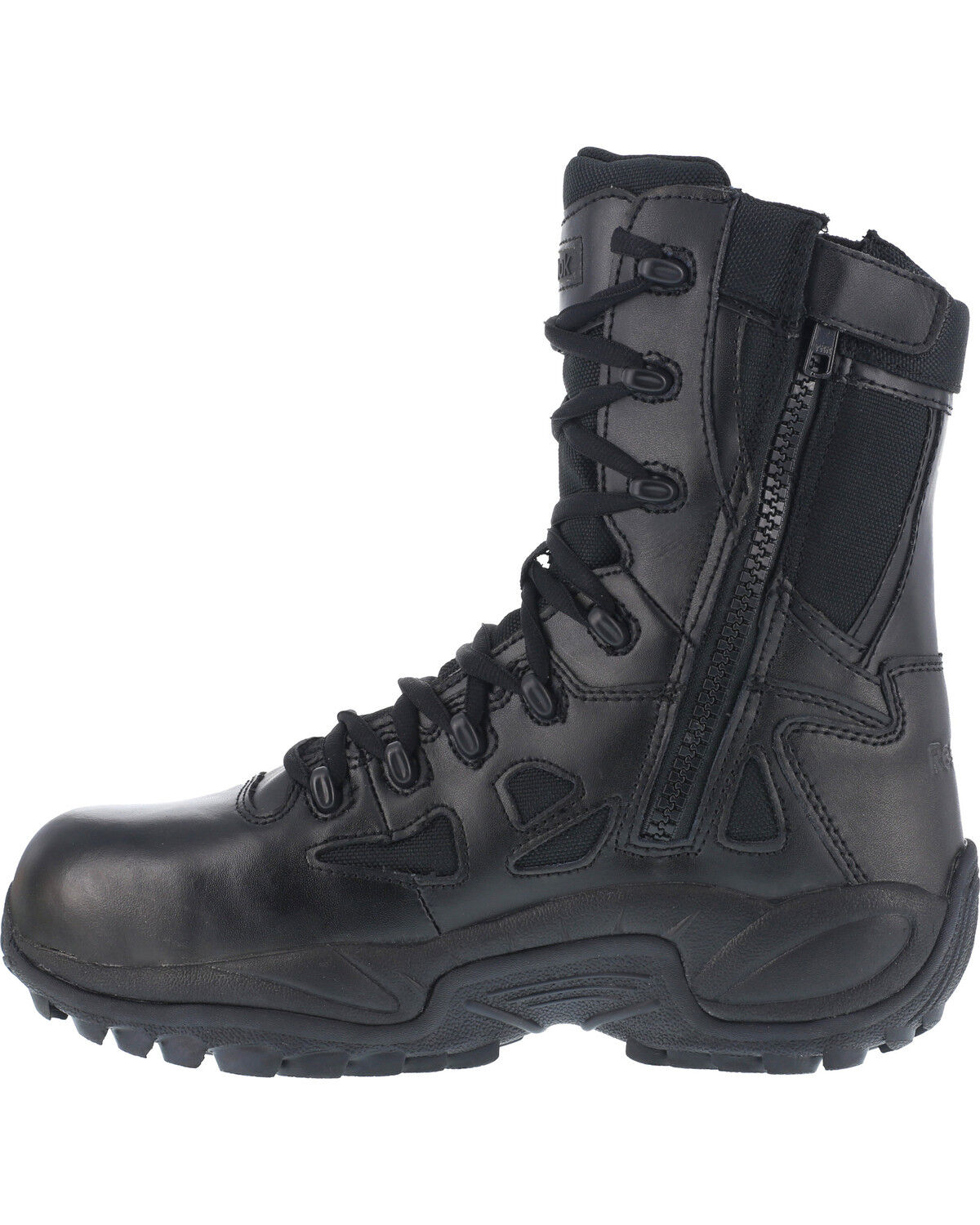 Image #4 - Reebok Men's Stealth 8" Lace-Up Black Side-Zip Work Boots - Soft Toe, Black, hi-res