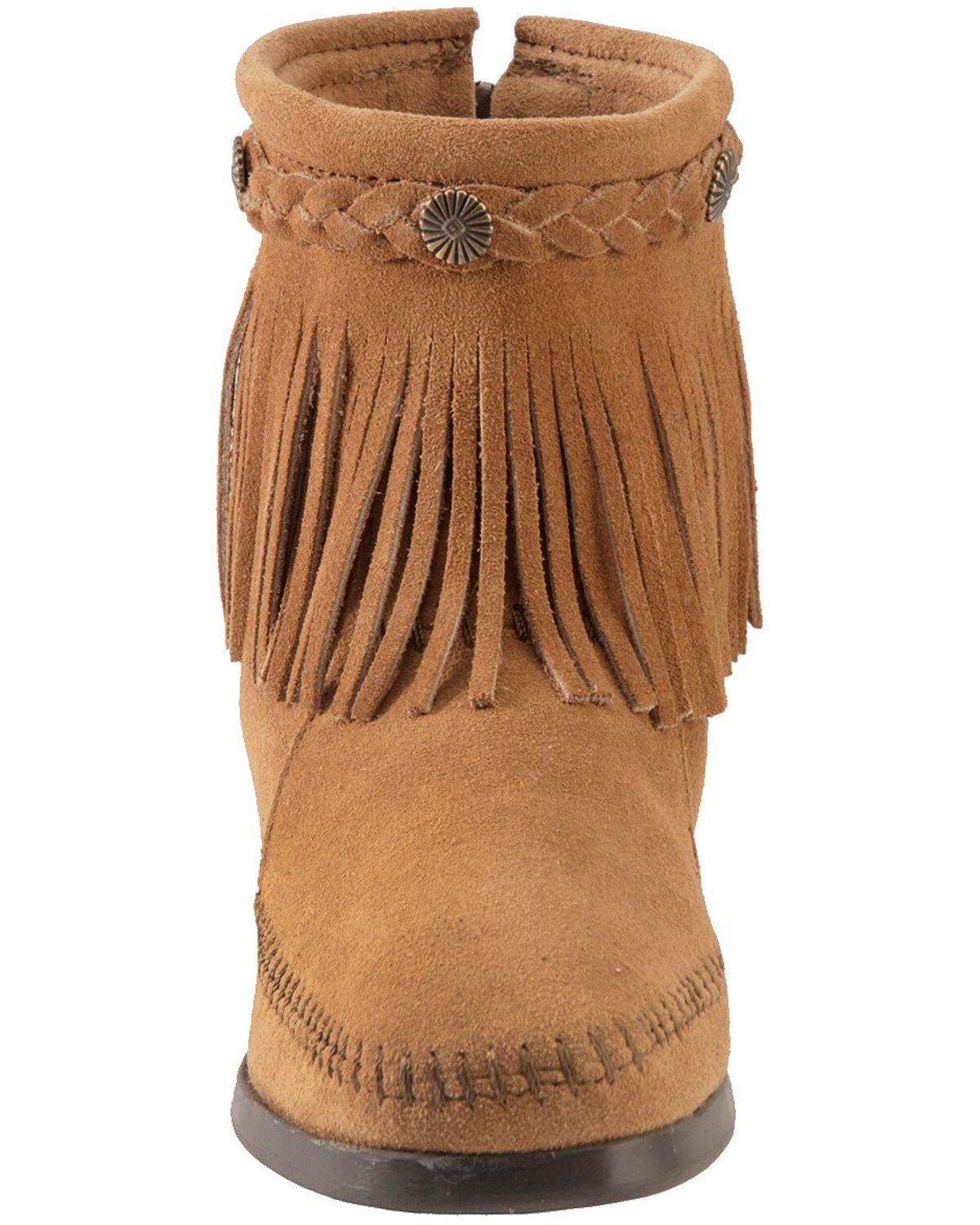 Image #4 - Minnetonka Women's Back Zipper Ankle Moccasins - Moc Toe, , hi-res