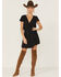 Beyond The Radar Women's Black Ditsy Floral Print Romper , Black, hi-res
