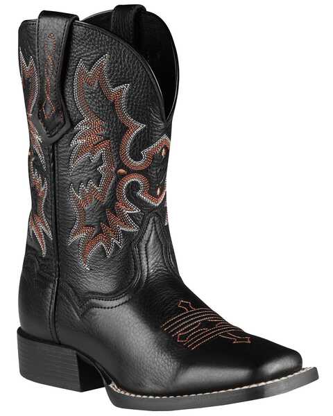 Image #1 - Ariat Boys' Tombstone Black Deertan Cowboy Boots, , hi-res