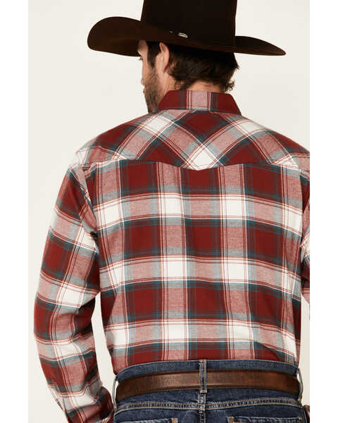 Image #5 - Ariat Men's Hillsboro Retro Large Plaid Long Sleeve Snap Western Flannel Shirt , Red, hi-res