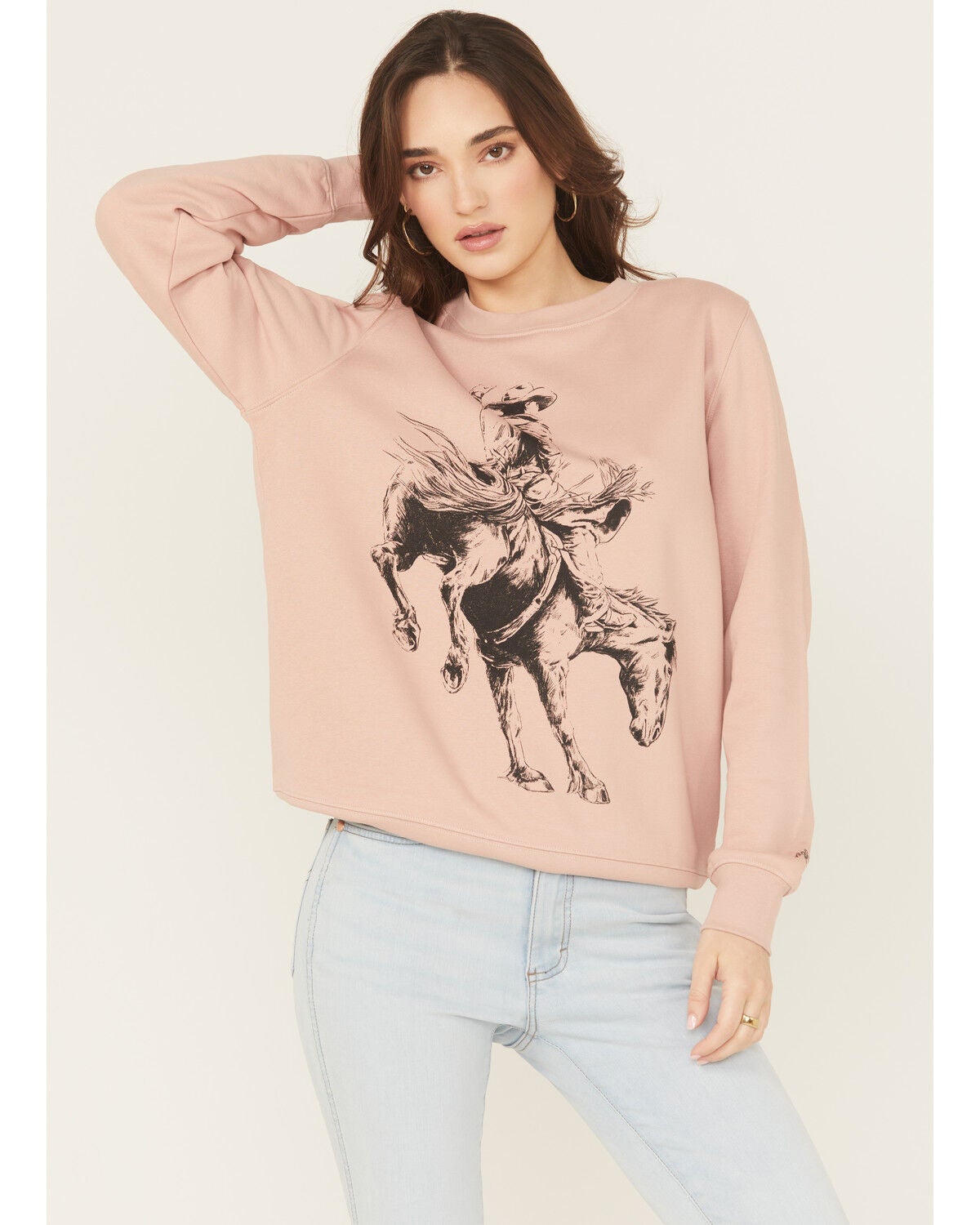 Wrangler Retro Women's Cowboy Crewneck, Rose, hi-res