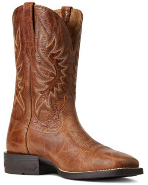 Ariat Men's Brander Leather Performance Western Boot - Broad Square Toe , Brown, hi-res
