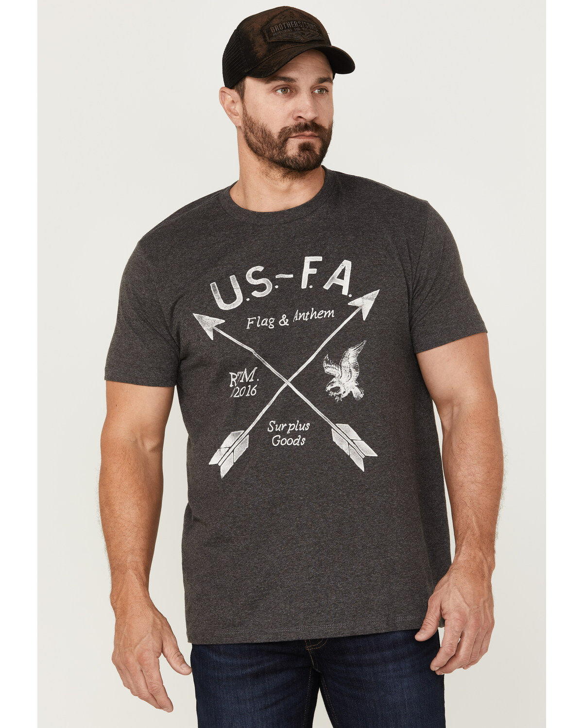 Image #1 - Flag & Anthem Men's Surplus Goods Graphic T-Shirt, Charcoal, hi-res