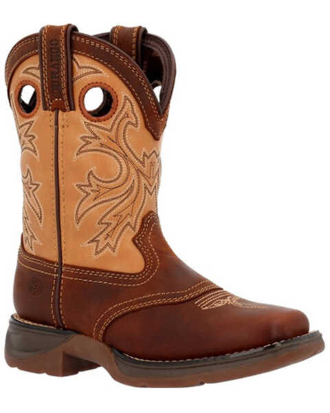 Durango Boys' Lil Rebel Embroidered Western Boots - Broad Square Toe, Brown, hi-res