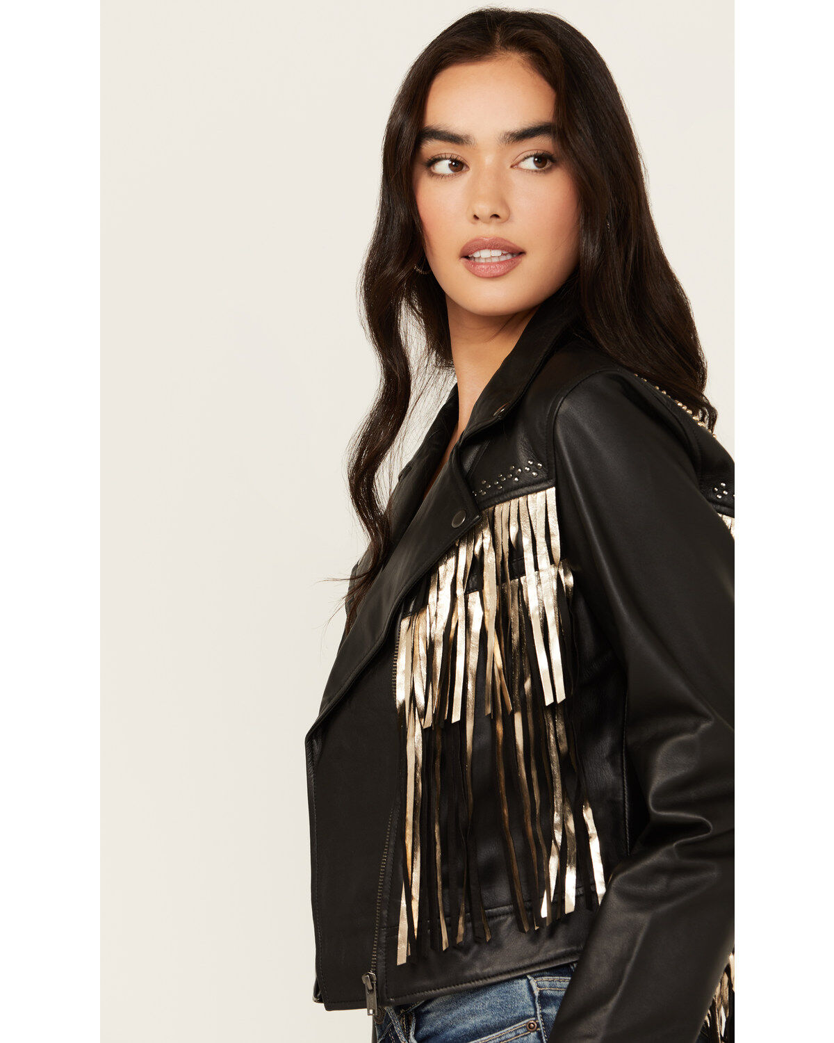 Image #2 - Idyllwind Women's Sparks Studded Thunderbird Fringe Leather Jacket, , hi-res