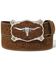 Image #1 - Tony Lama Men's Classic Long Horn Tooled Belt, Bark, hi-res
