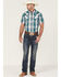 Image #2 - Gibson Men's Blue Horizon Plaid Short Sleeve Snap Western Shirt , Cream, hi-res
