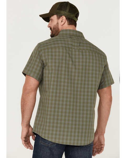 Brothers & Sons Men's Plaid Print Performance Short Sleeve Button-Down Western Shirt, Sage, hi-res