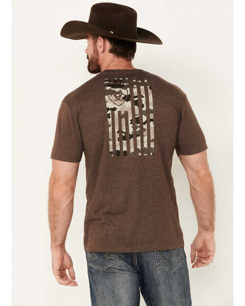 Image #4 - Ariat Men's Tonal Camo Flag Short Sleeve Graphic T-Shirt, Brown, hi-res