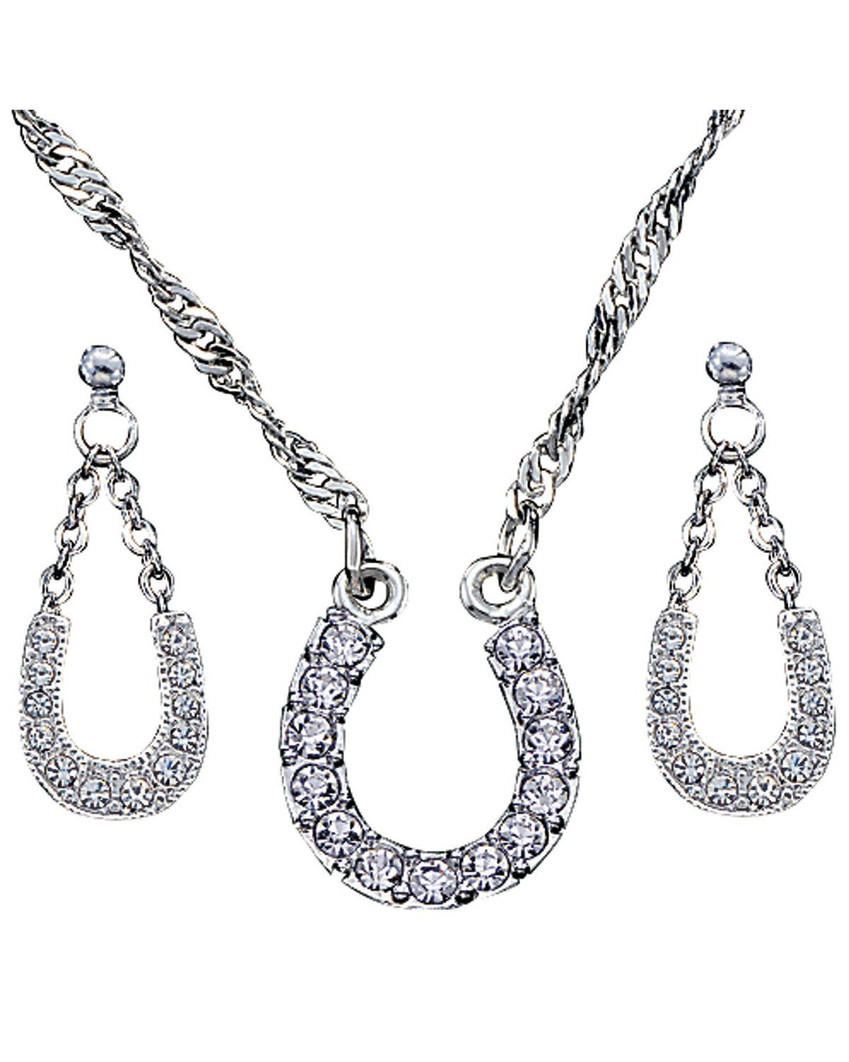 Montana Silversmiths Women's Horseshoe Jewelry Set, Silver, hi-res