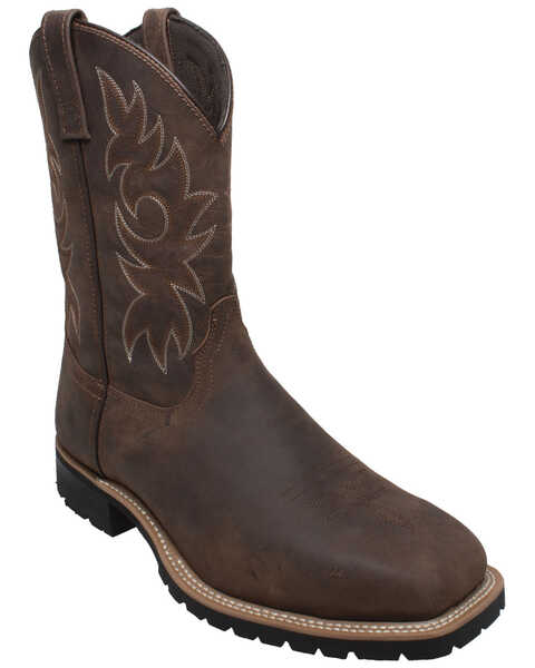 Ad Tec Men's Brown Western Work Boots - Steel Toe, Brown, hi-res