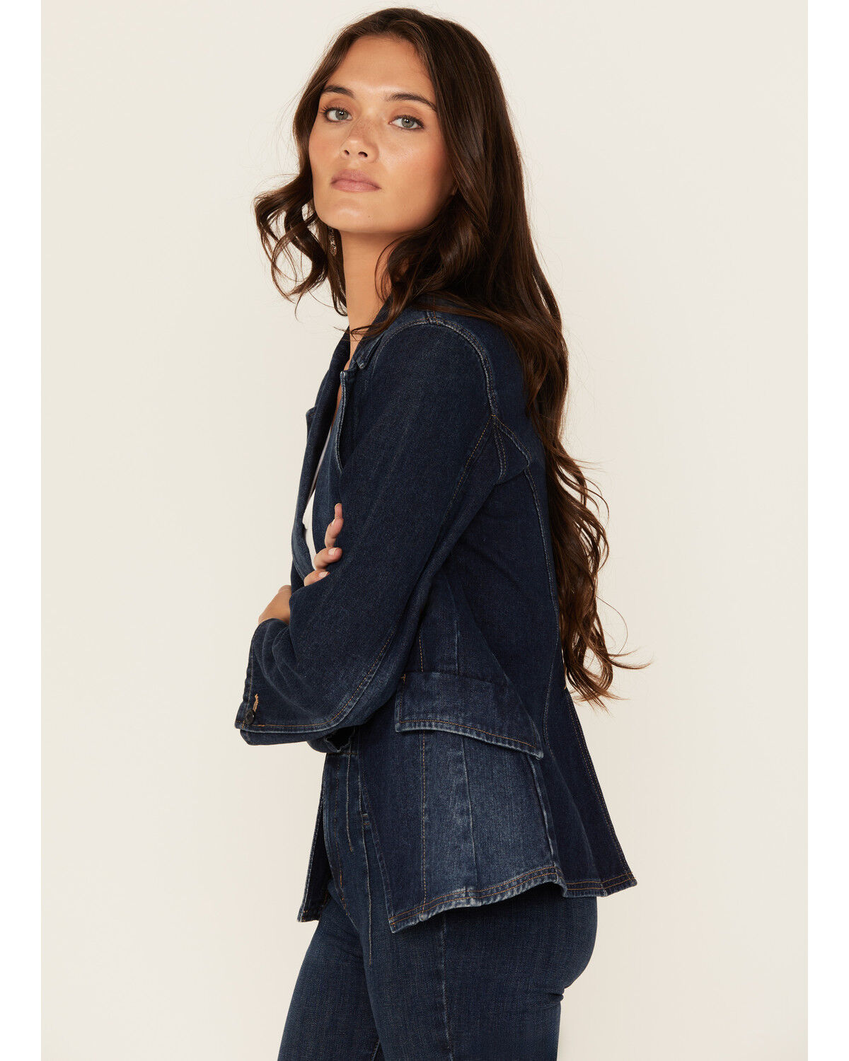 Image #3 - Boom Boom Jeans Women's Dark Wash Denim Blazer, Dark Wash, hi-res