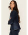 Image #3 - Boom Boom Jeans Women's Dark Wash Denim Blazer, Dark Wash, hi-res