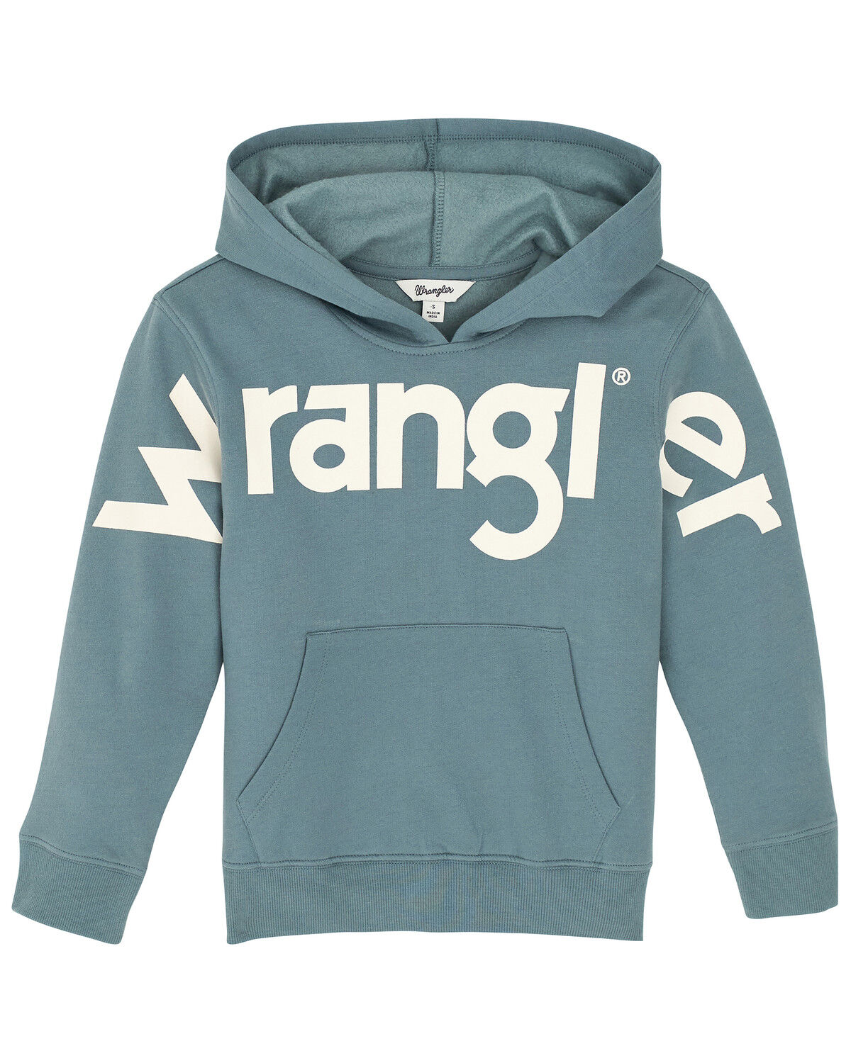 Image #1 - Wrangler Girls' Bold Logo Hoodie, Teal, hi-res