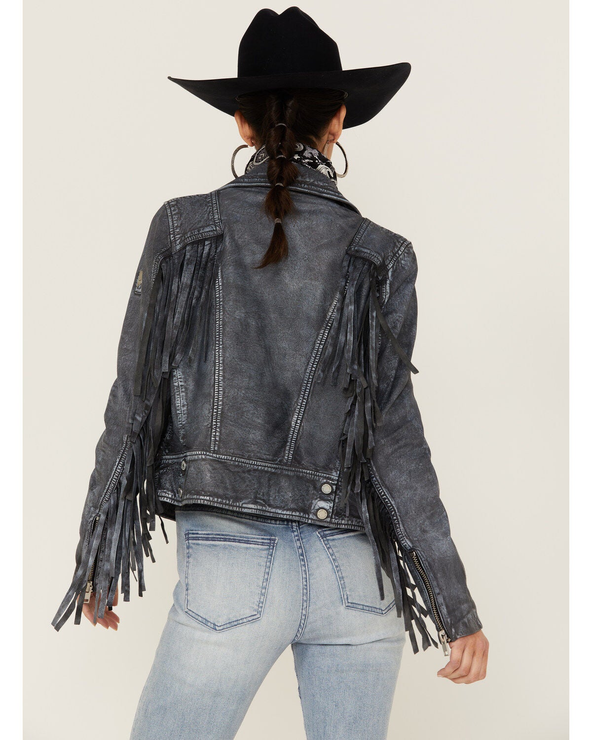 Image #3 - Mauritius Leather Women's Melbourne Denim Fringe Leather Jacket, , hi-res