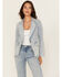 Image #2 - Boom Boom Jeans Women's Light Wash Denim Blazer, Light Wash, hi-res