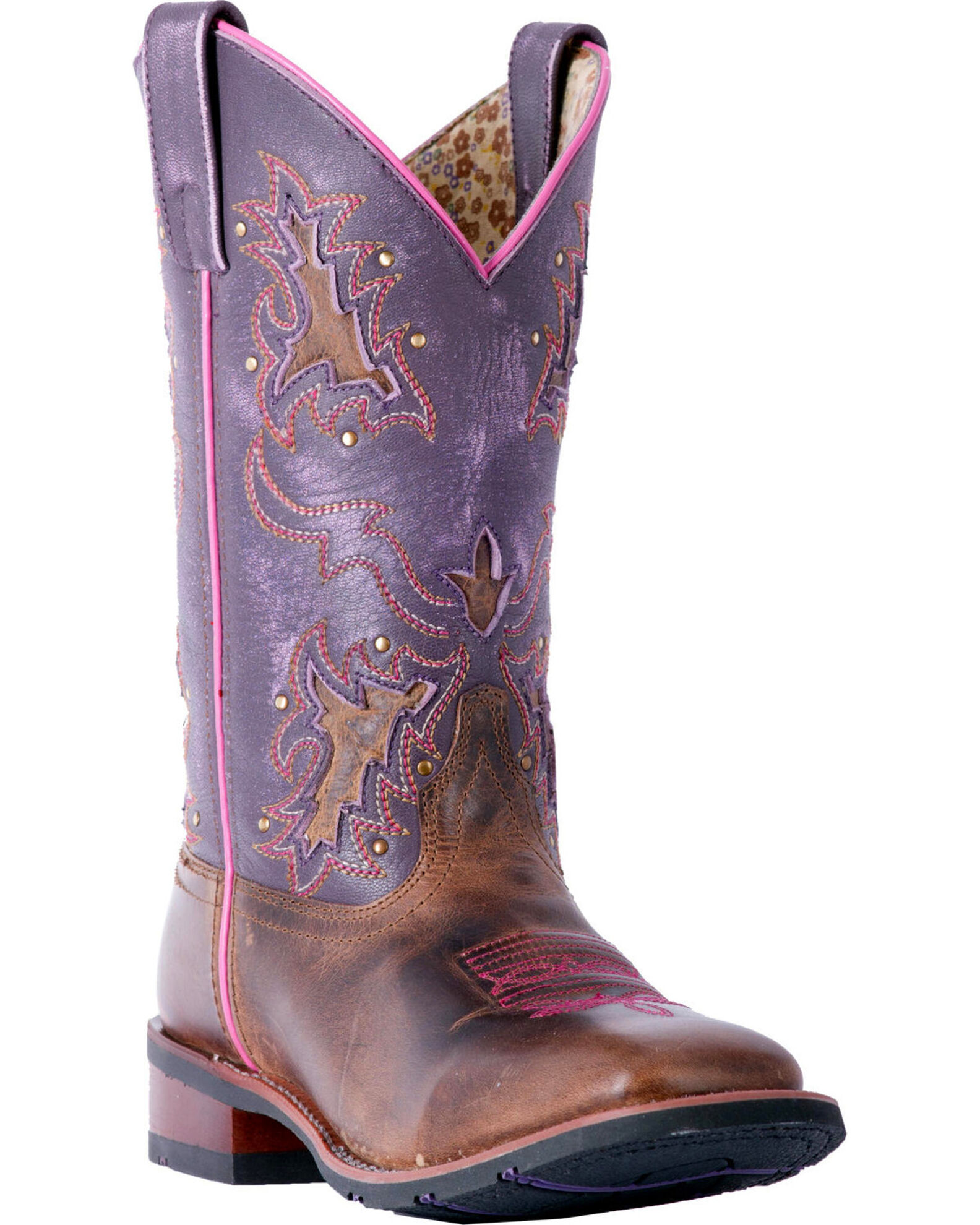 Laredo Women s Lola Purple Tan Inlay Western Performance Boots