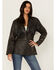 Cripple Creek Women's Black Antique Studded Fringe Lamb Nappa Snap Blazer , Black, hi-res