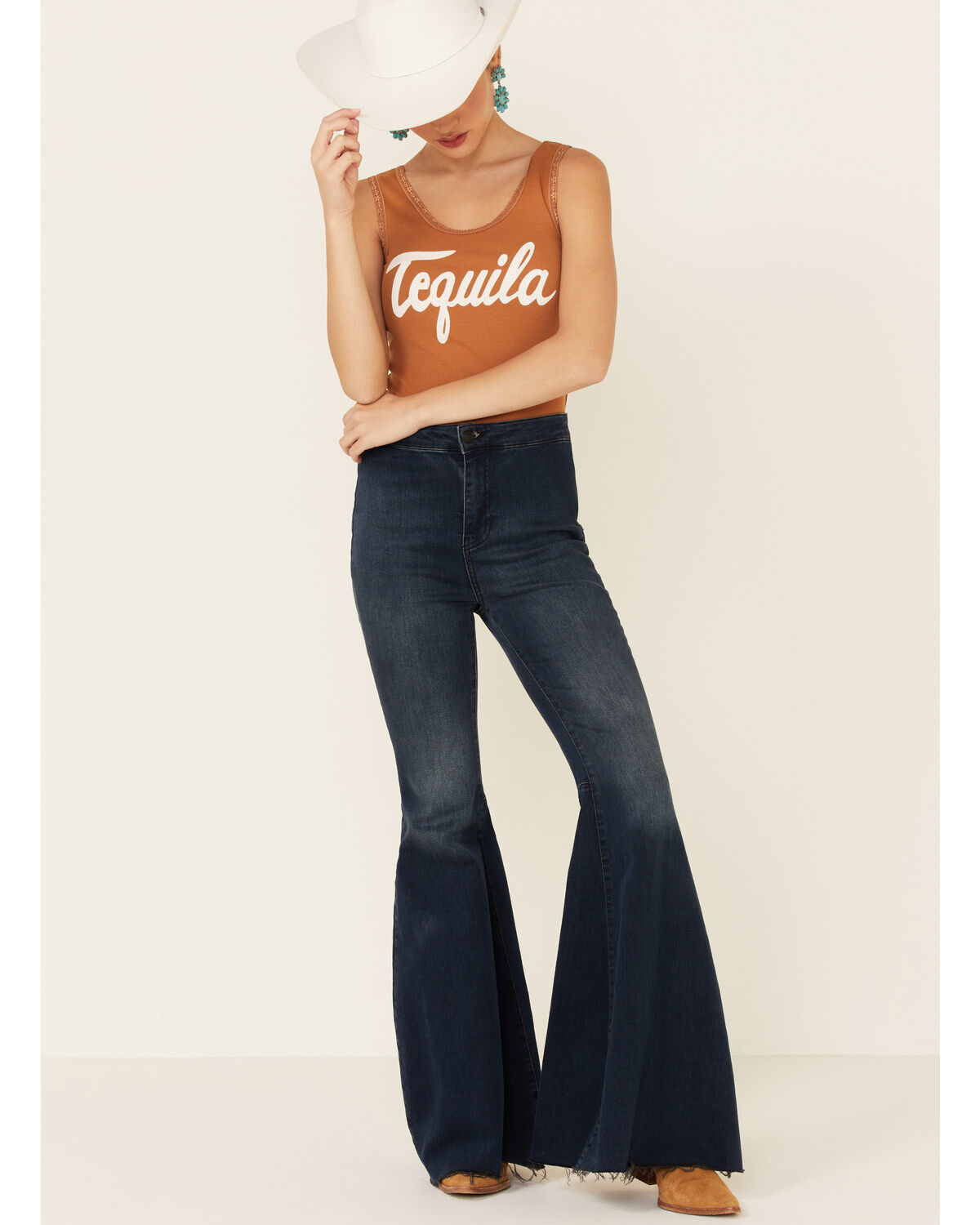 Image #2 - Bandit Brand Women's Cognac Tequila Graphic Lace Trim Tank Top , , hi-res