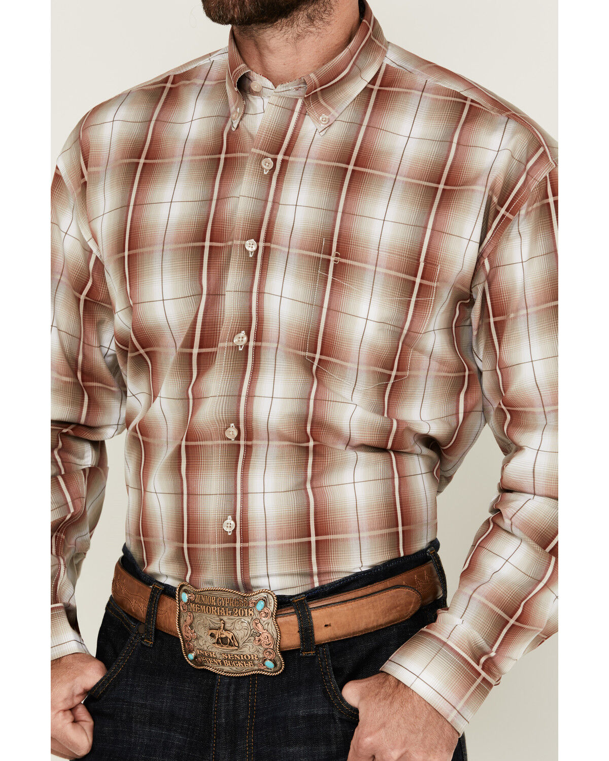Image #3 - Stetson Men's Plaid Print Long Sleeve Button-Down Western Shirt, Red, hi-res