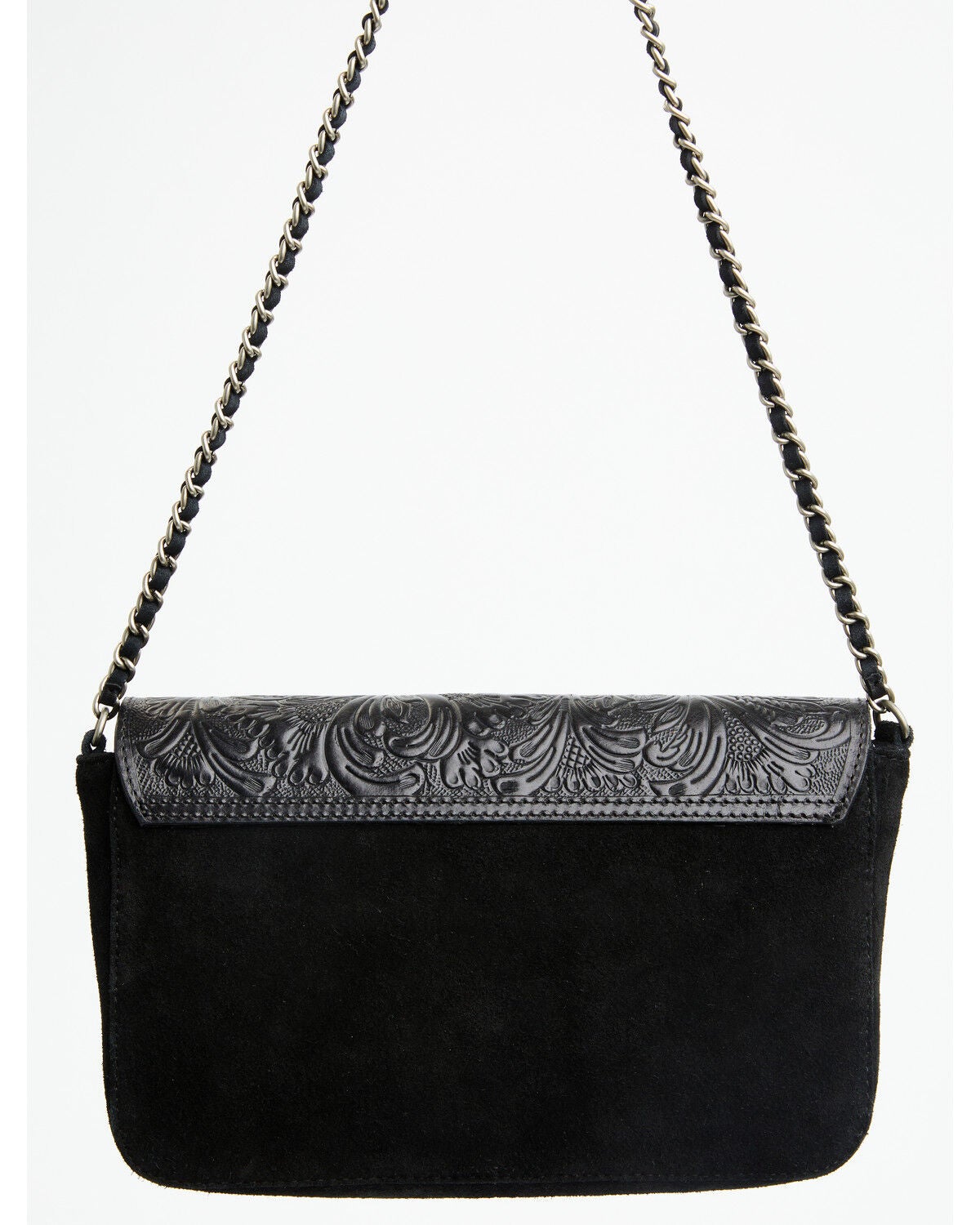 Image #3 - Shyanne Women's Marlowe Tooled Leather Horse Bit Shoulder Bag, Black, hi-res