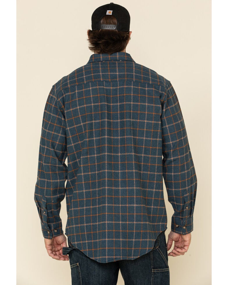 Wrangler Riggs Men's Orange Plaid Heavyweight Flannel Long ...