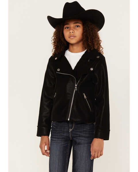 Urban Republic Little Girls' Bonded Moto Jacket - Youth, Black, hi-res