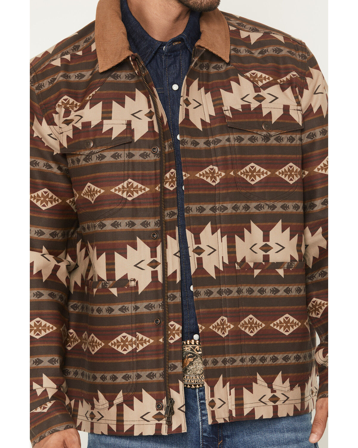 Cody James Men's FR Buck Southwestern Print Barn Coat