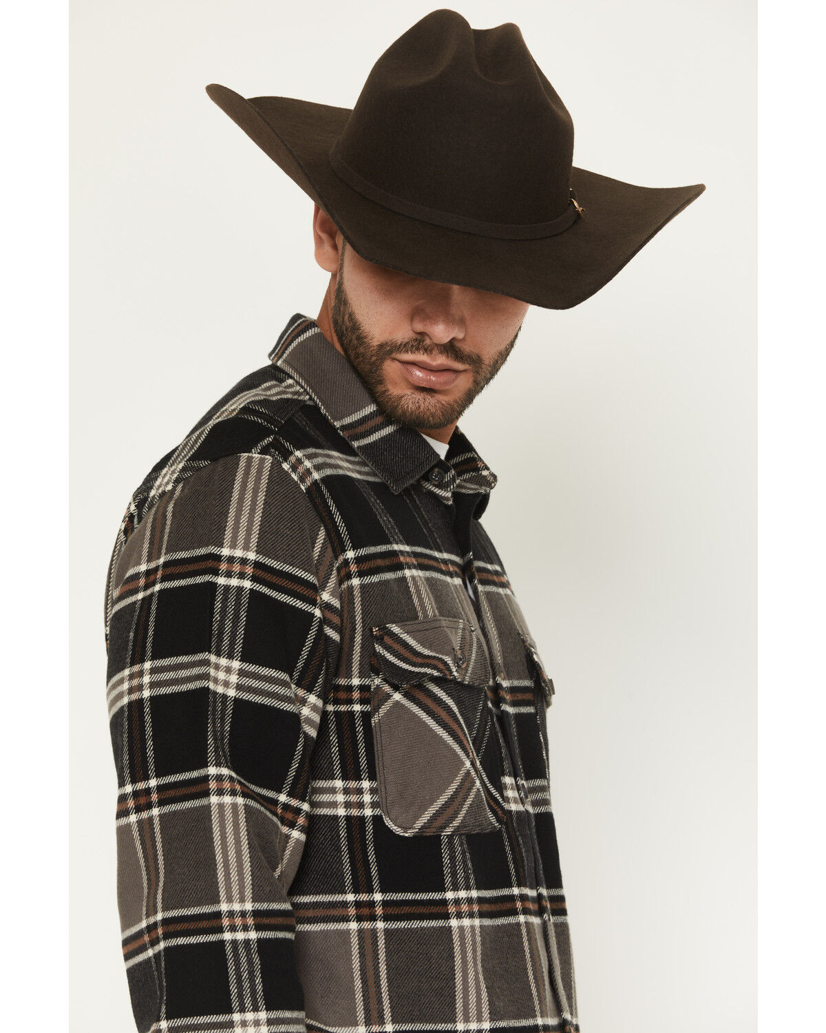 Image #2 - Brixton Men's Bowery Long Sleeve Button-Down Flannel Shirt, Black, hi-res