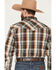 Image #4 - Cowboy Hardware Men's Plaid Print Long Sleeve Snap Stretch Western Shirt, Dark Brown, hi-res
