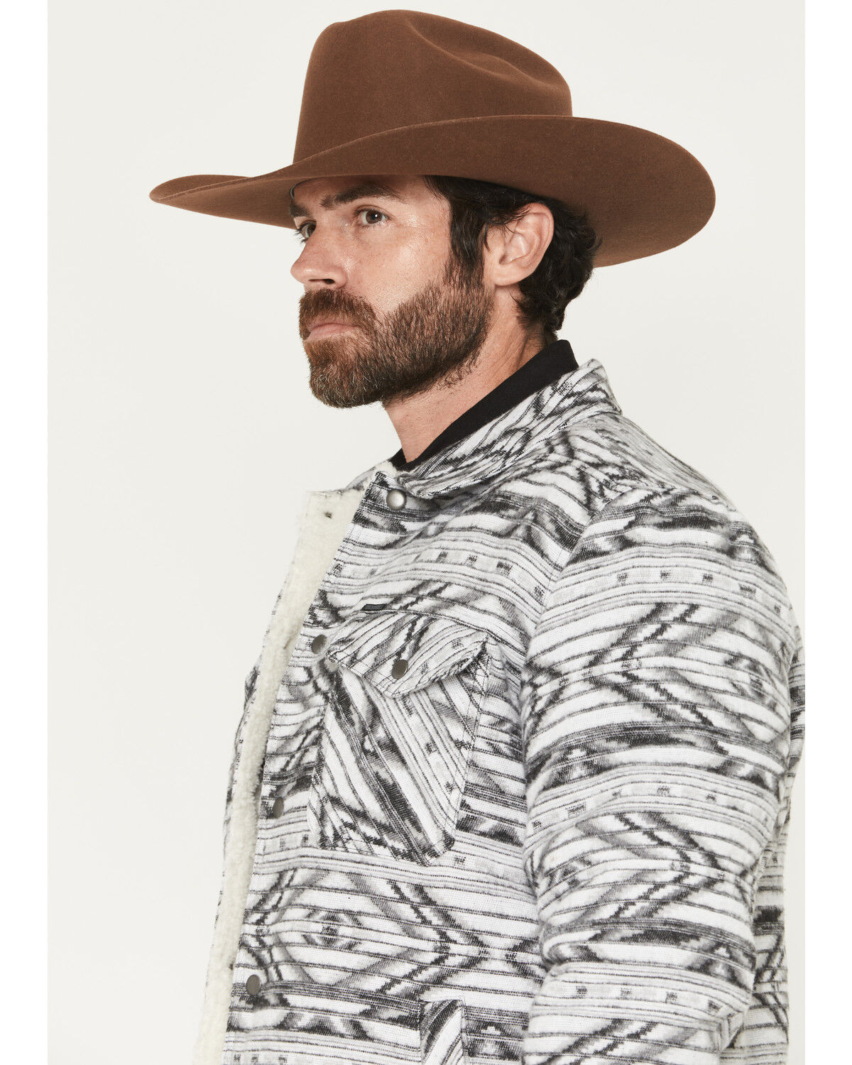 Rock & Roll Denim Men's Southwestern Print Berber Lined Shirt Jacket