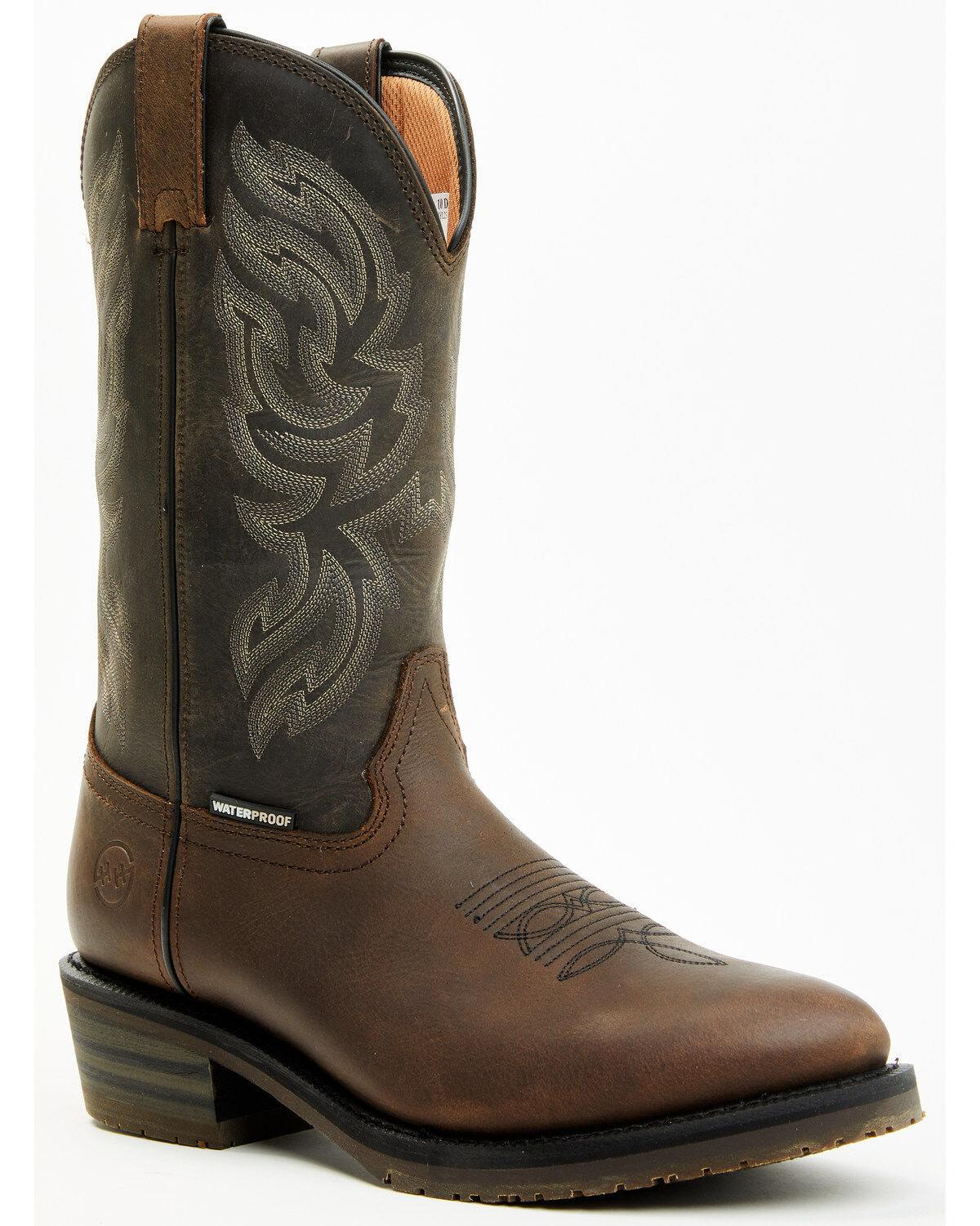Image #1 - Double H Men's 11" Tascosa Waterproof Performance Western Boots - Round Toe, Brown, hi-res