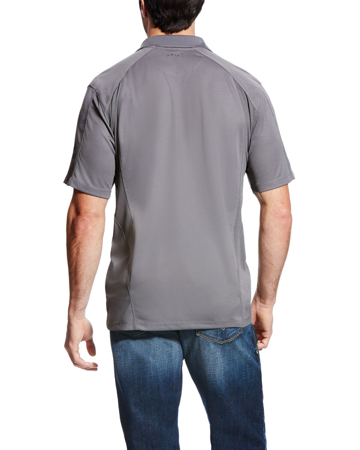 Image #2 - Ariat Men's Grey AC Pique Short Sleeve Polo Shirt - Tall, Grey, hi-res