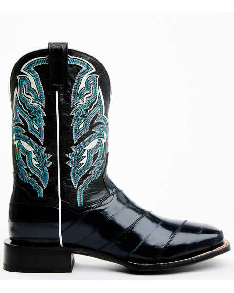 Dan Post Men's Eel Exotic Western Boots - Broad Square Toe , Black, hi-res