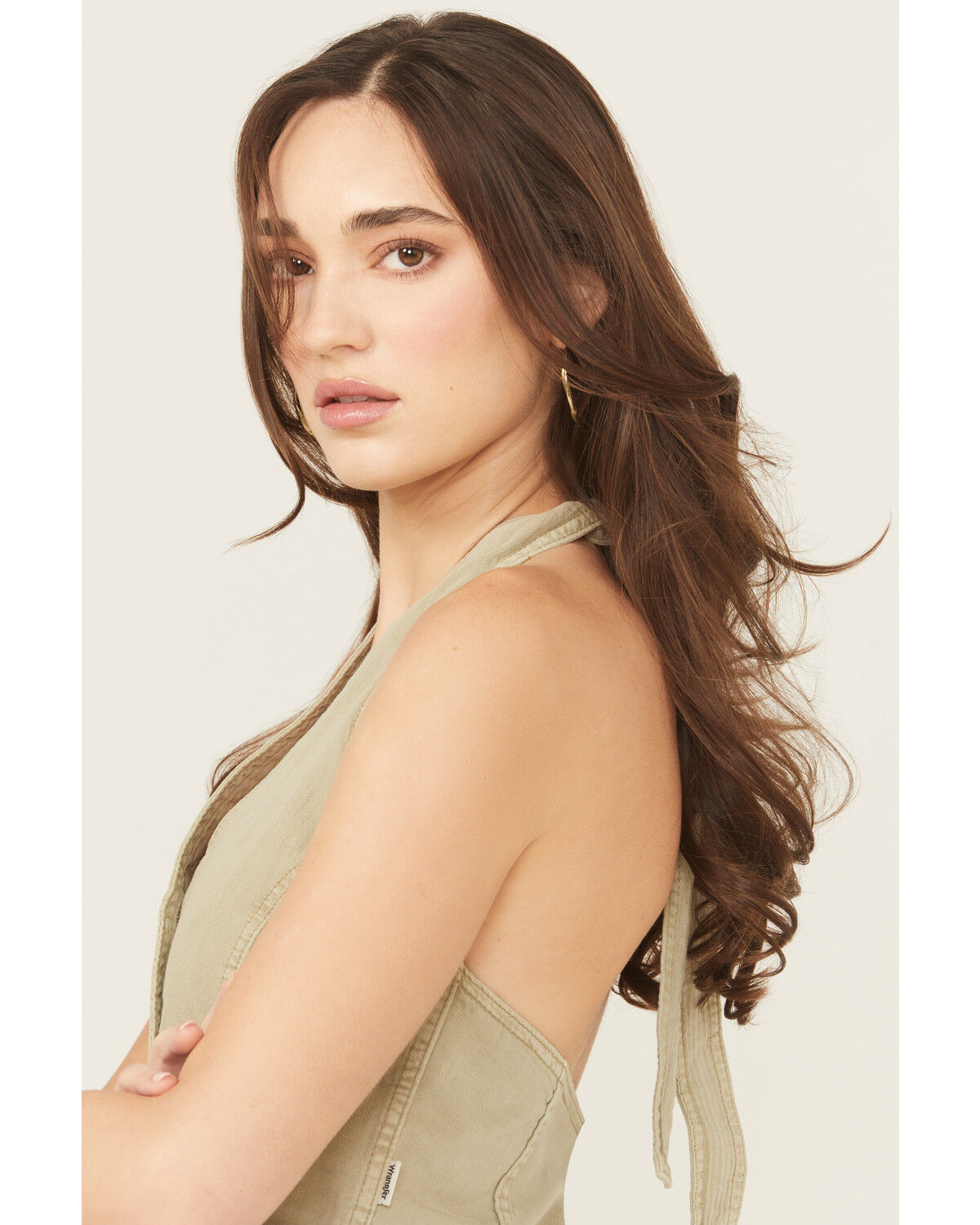 Image #2 - Wrangler Women's Modern Halter Vest Top, Olive, hi-res